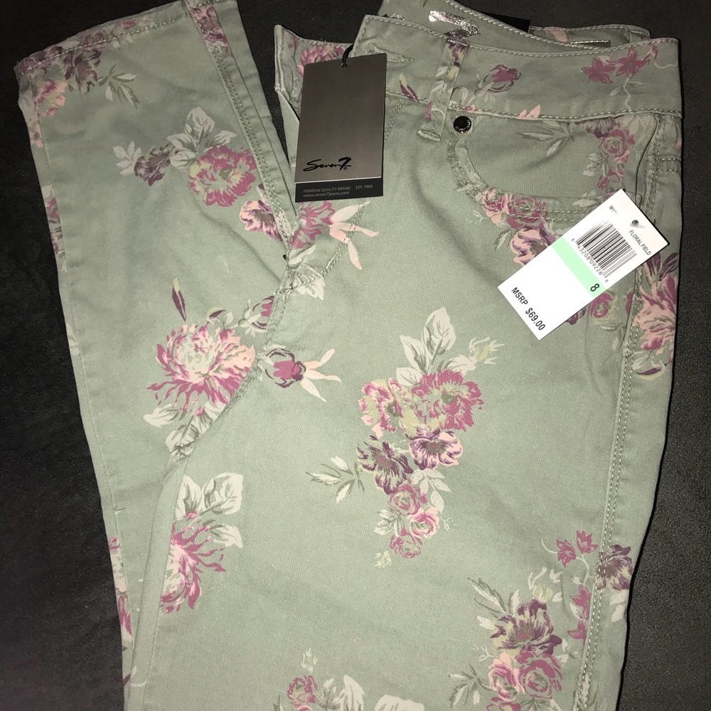 NWT Seven7 Floral High Rise Ankle Skinny